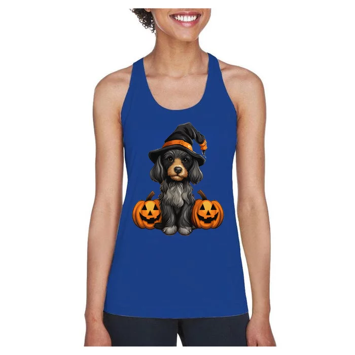 Merchweaver Cute Dog Lovers Halloween Pumpkin Gift Women's Racerback Tank