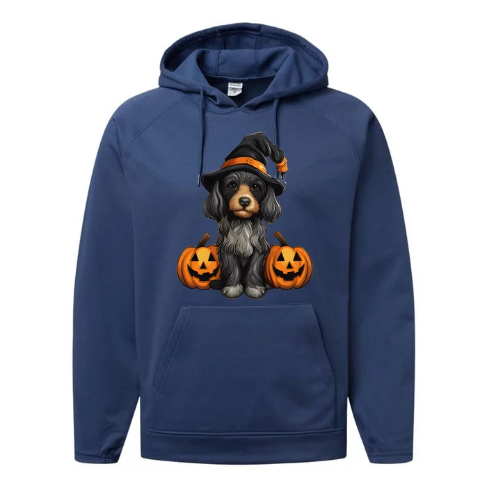 Merchweaver Cute Dog Lovers Halloween Pumpkin Gift Performance Fleece Hoodie