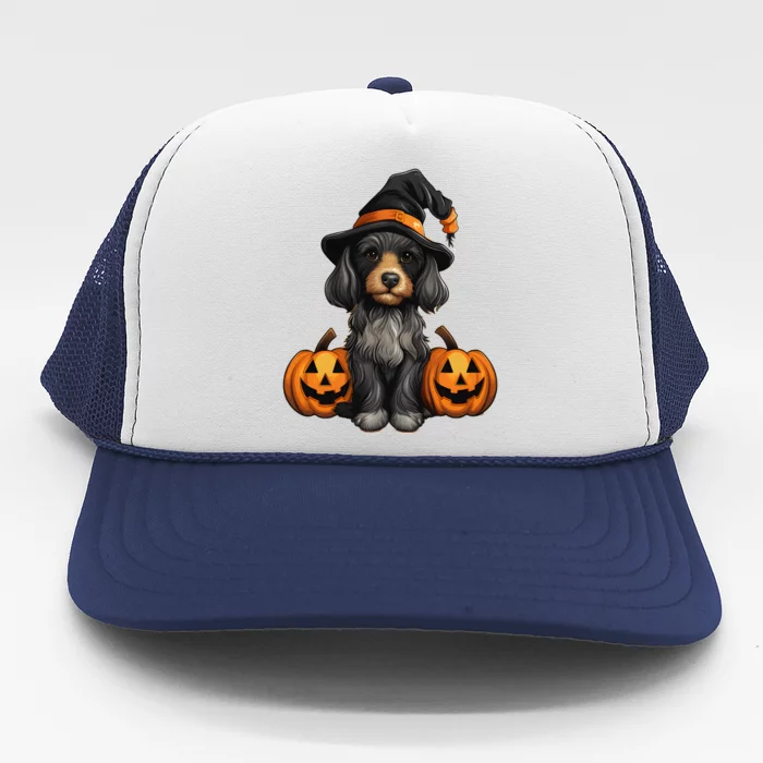 Merchweaver Cute Dog Lovers Halloween Pumpkin Gift Trucker Hat