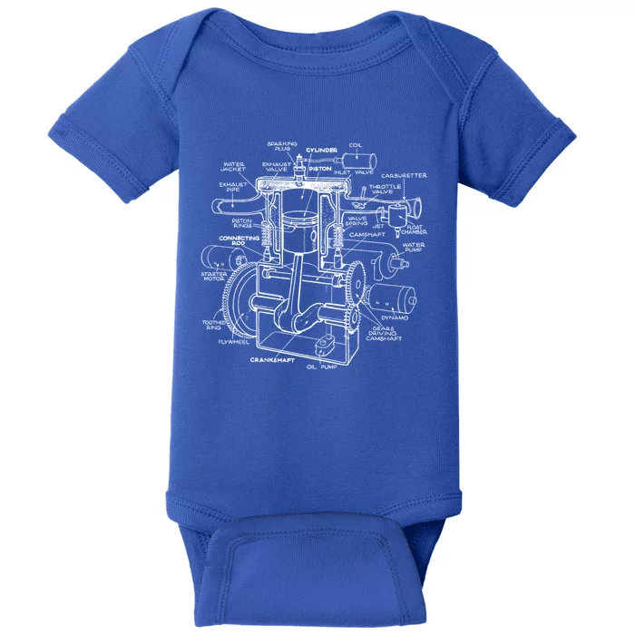 Mechanics Car Engine Pieces Cars Lovers Gift Muscle Cars Cute Gift Baby Bodysuit