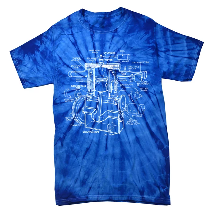 Mechanics Car Engine Pieces Cars Lovers Gift Muscle Cars Cute Gift Tie-Dye T-Shirt