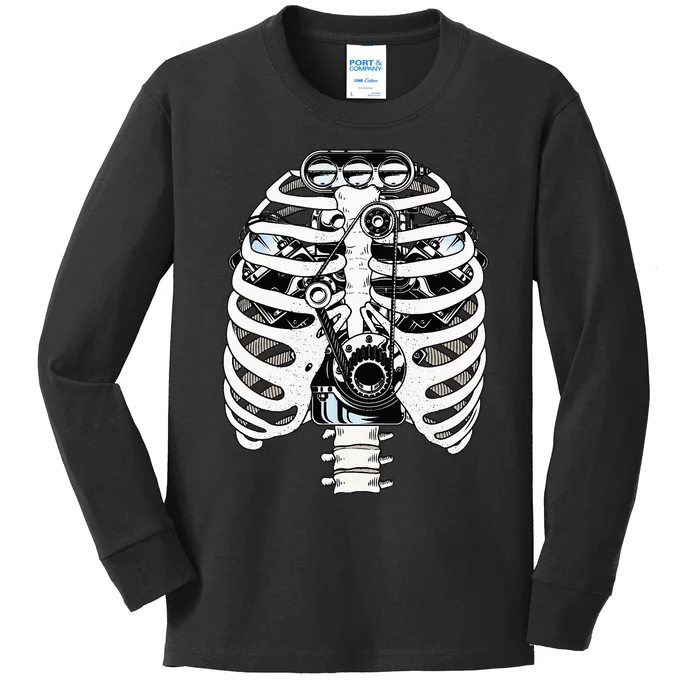 Mechanic Car Engineer Skeleton Mechanics Kids Long Sleeve Shirt