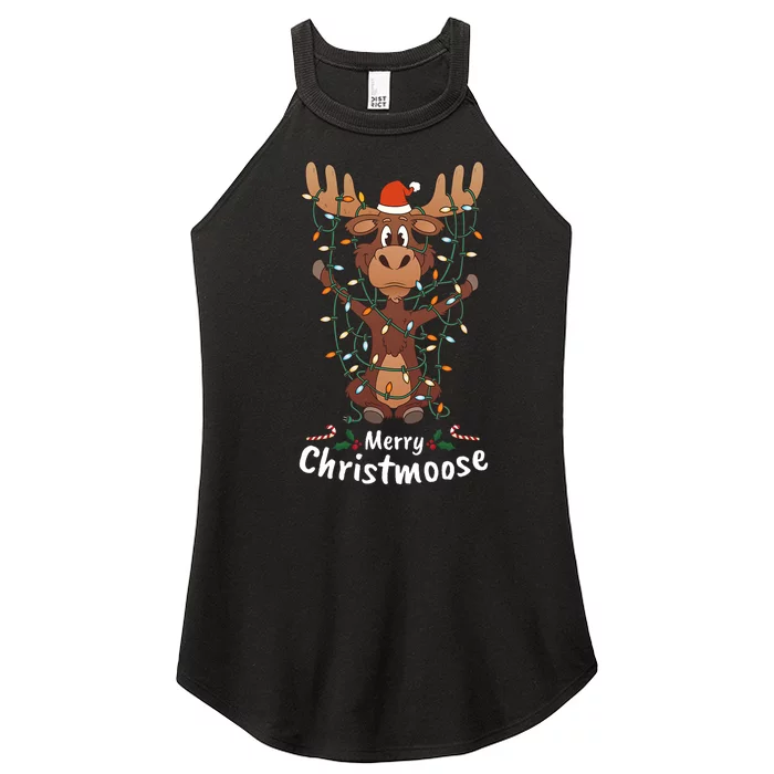 Merry Christmas Elk Christmas Tree Lighted Gift Women’s Perfect Tri Rocker Tank