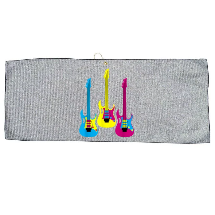 Multicolor CMYK Electric Guitar With Handle Large Microfiber Waffle Golf Towel