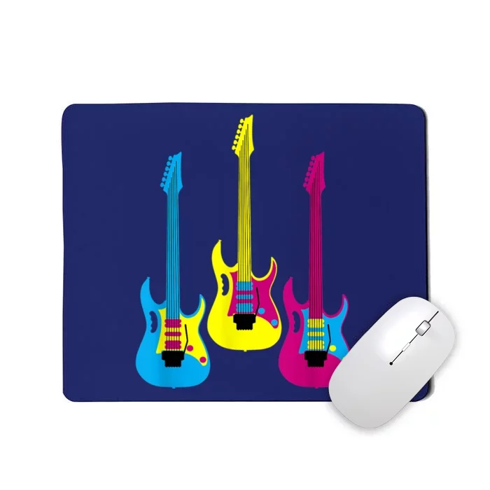 Multicolor CMYK Electric Guitar With Handle Mousepad