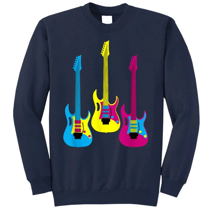 Multicolor CMYK Electric Guitar With Handle Tall Sweatshirt