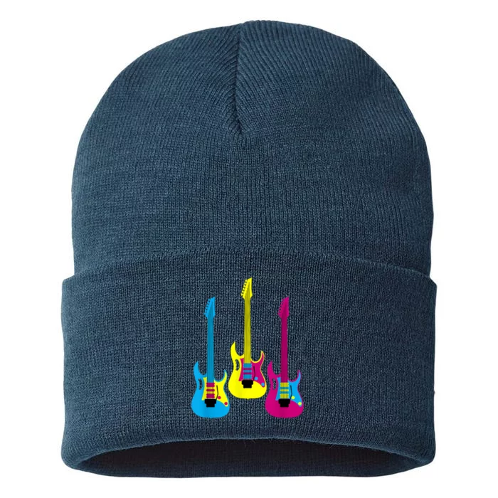 Multicolor CMYK Electric Guitar With Handle Sustainable Knit Beanie