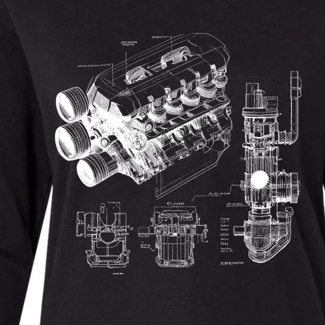 Mechanics Car Engine Pieces Cars Lovers Muscle Cars Gift Womens Cotton Relaxed Long Sleeve T-Shirt