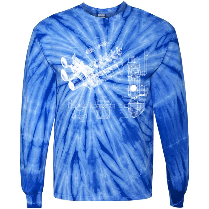 Mechanics Car Engine Pieces Cars Lovers Muscle Cars Gift Tie-Dye Long Sleeve Shirt