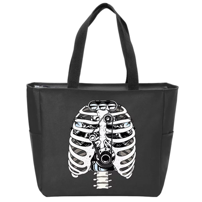 Mechanic Car Engineer Skeleton Mechanics Zip Tote Bag