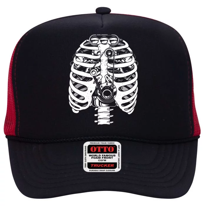 Mechanic Car Engineer Skeleton Mechanics High Crown Mesh Trucker Hat