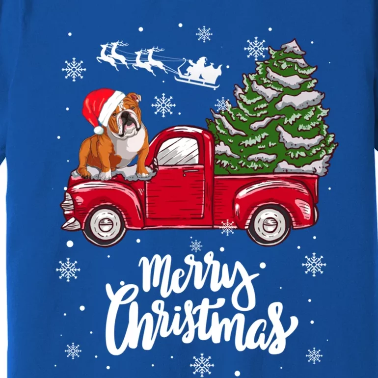 Merry Christmas English Bulldog Santa Red Truck Xmas Tree Gift Premium T-Shirt