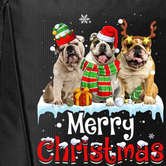 Merry Christmas English Bulldog Dog Squad Santa Dog Xmas Gift City Backpack