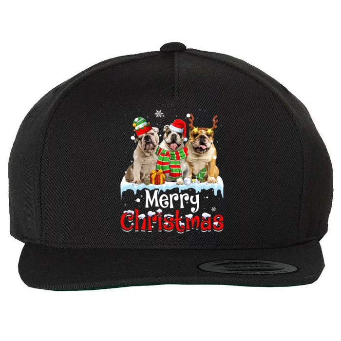 Merry Christmas English Bulldog Dog Squad Santa Dog Xmas Gift Wool Snapback Cap