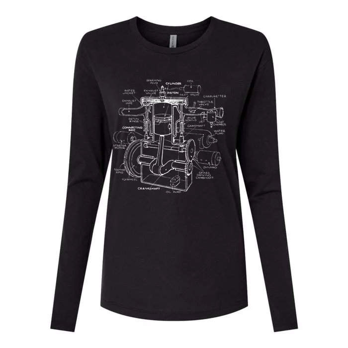 Mechanics Car Engine Pieces Cars Lovers Muscle Cars Womens Cotton Relaxed Long Sleeve T-Shirt