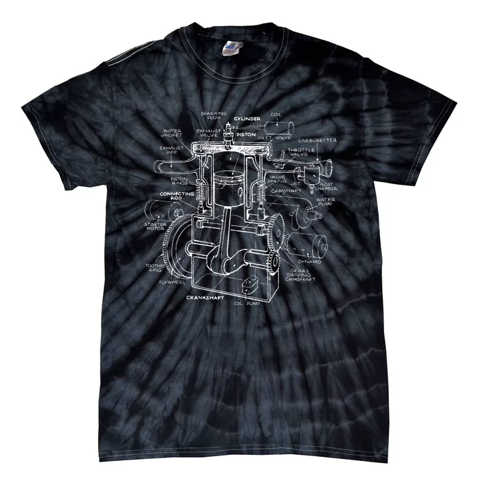 Mechanics Car Engine Pieces Cars Lovers Muscle Cars Tie-Dye T-Shirt