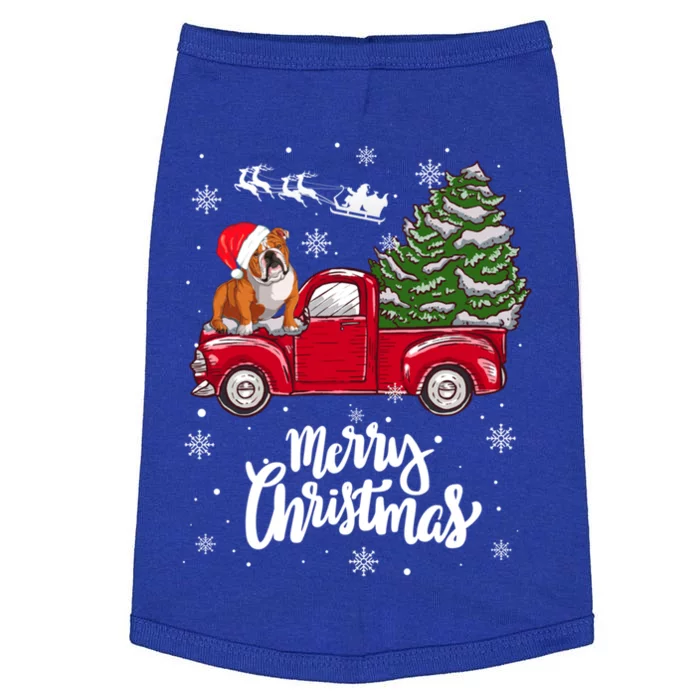 Merry Christmas English Bulldog Santa Red Truck Xmas Tree Gift Doggie Tank