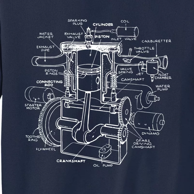 Mechanics Car Engine Pieces Cars Lovers Muscle Cars Tall Sweatshirt