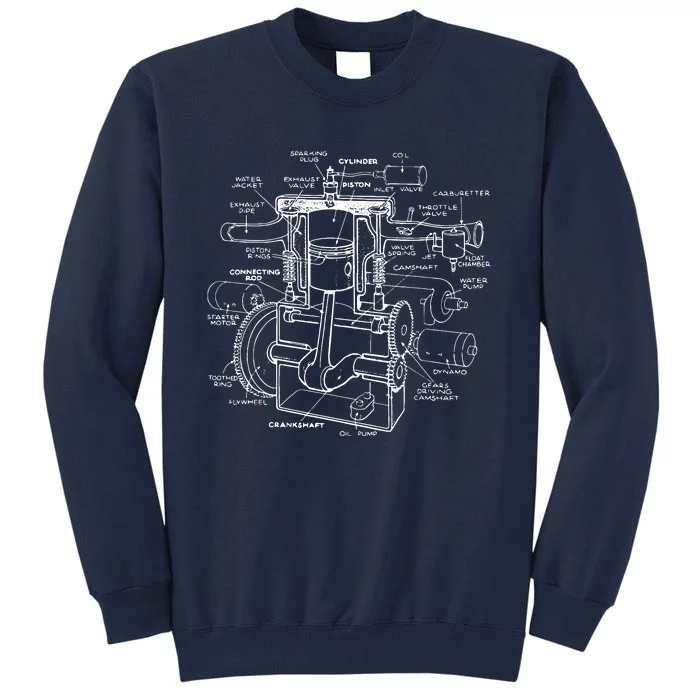 Mechanics Car Engine Pieces Cars Lovers Muscle Cars Tall Sweatshirt