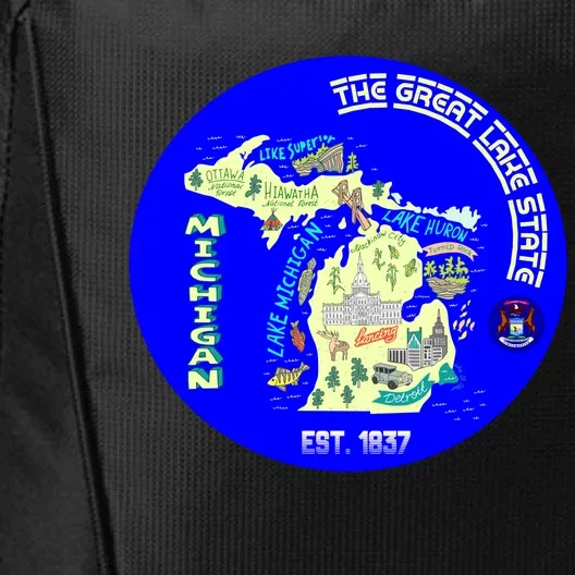 Michigan Circle Emblem The Great Lake State City Backpack