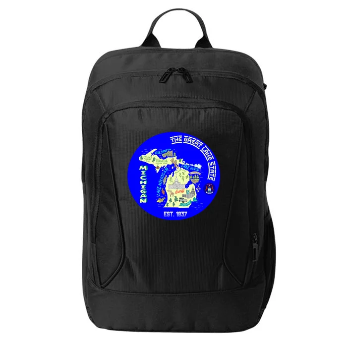 Michigan Circle Emblem The Great Lake State City Backpack