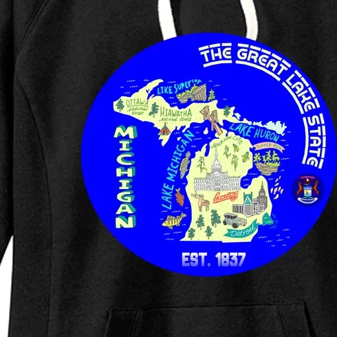 Michigan Circle Emblem The Great Lake State Women's Fleece Hoodie