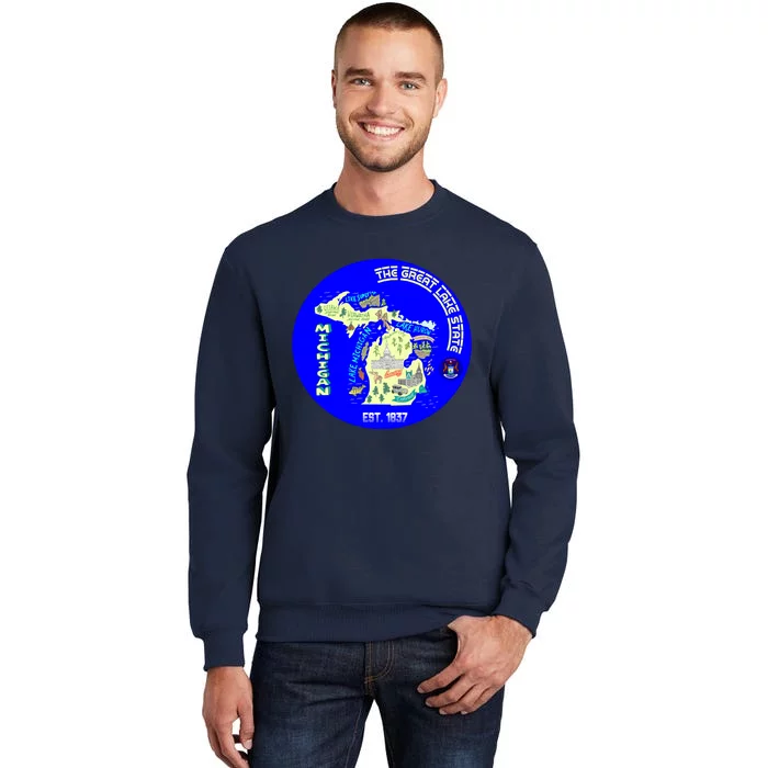 Michigan Circle Emblem The Great Lake State Tall Sweatshirt