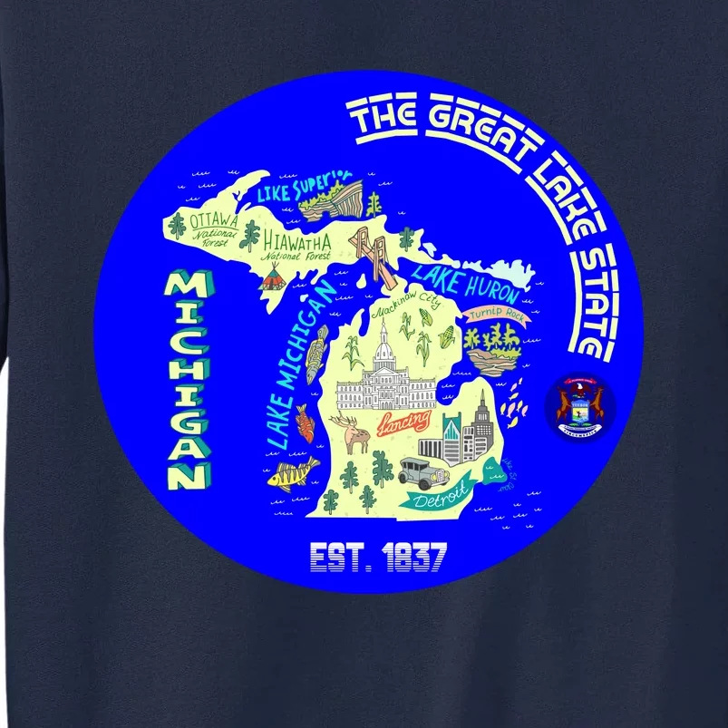 Michigan Circle Emblem The Great Lake State Tall Sweatshirt