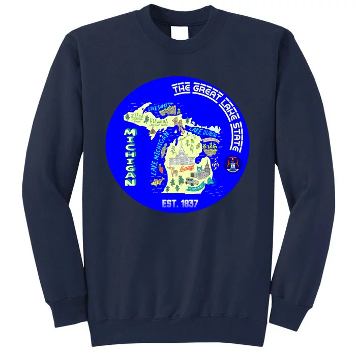 Michigan Circle Emblem The Great Lake State Tall Sweatshirt