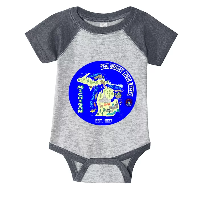 Michigan Circle Emblem The Great Lake State Infant Baby Jersey Bodysuit