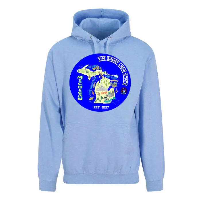 Michigan Circle Emblem The Great Lake State Unisex Surf Hoodie