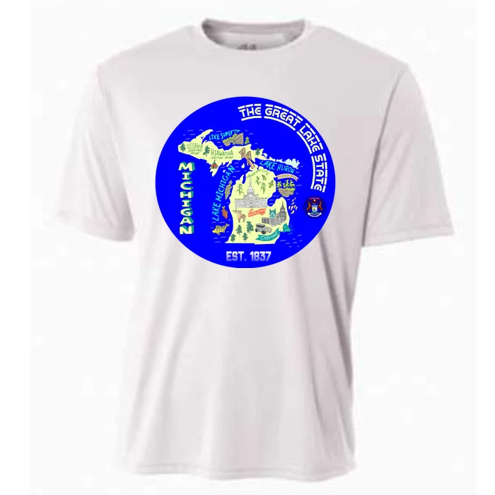 Michigan Circle Emblem The Great Lake State Cooling Performance Crew T-Shirt