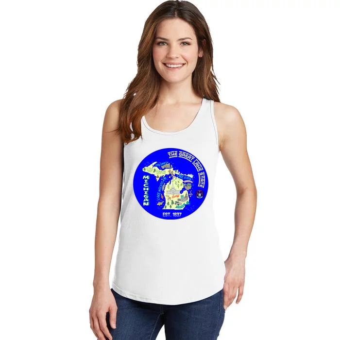 Michigan Circle Emblem The Great Lake State Ladies Essential Tank