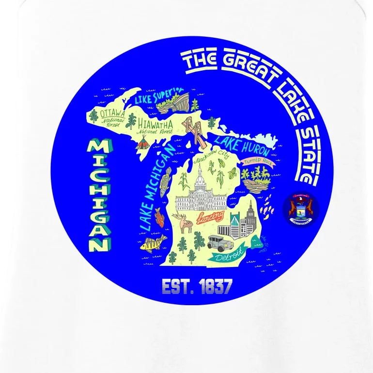 Michigan Circle Emblem The Great Lake State Ladies Essential Tank