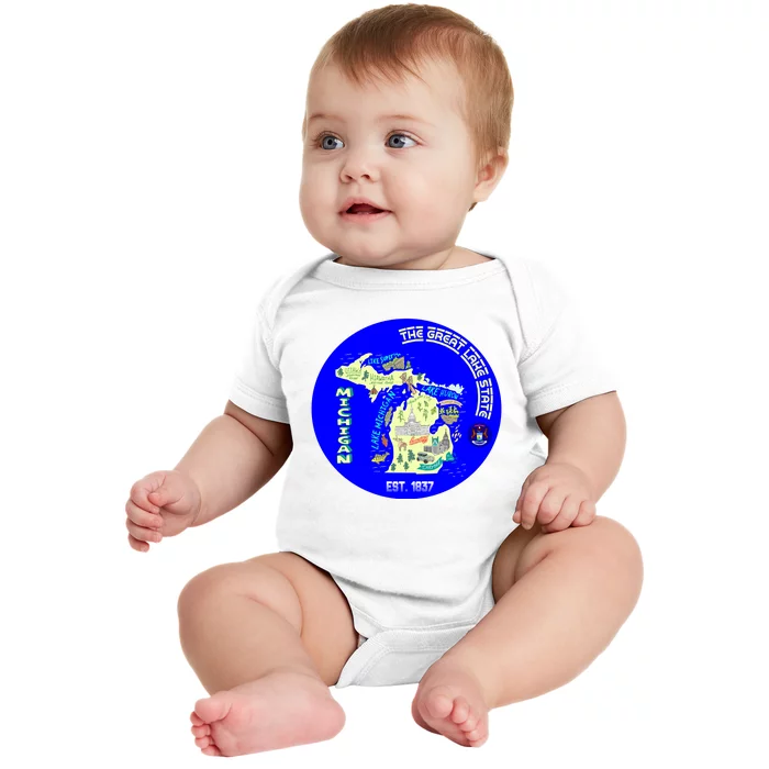 Michigan Circle Emblem The Great Lake State Baby Bodysuit