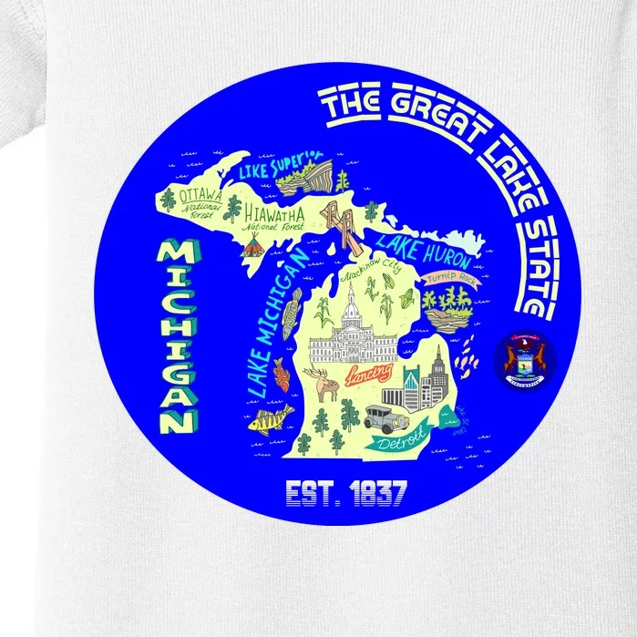 Michigan Circle Emblem The Great Lake State Baby Bodysuit