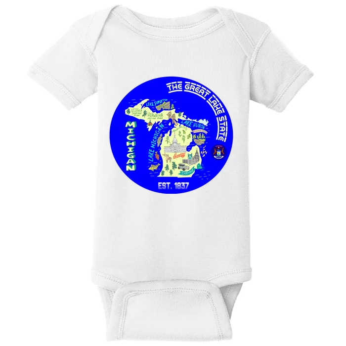 Michigan Circle Emblem The Great Lake State Baby Bodysuit