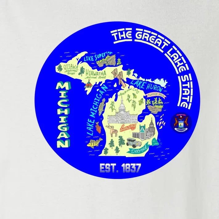 Michigan Circle Emblem The Great Lake State Toddler Long Sleeve Shirt