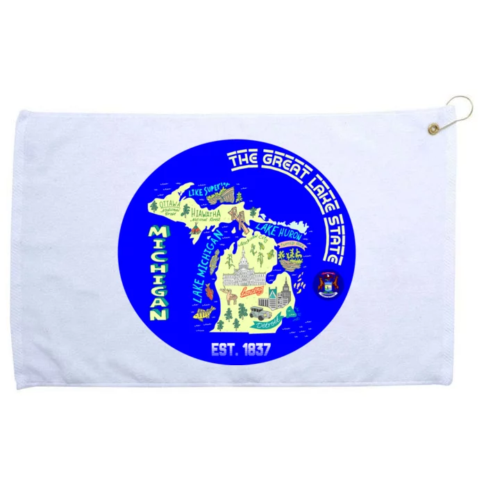 Michigan Circle Emblem The Great Lake State Grommeted Golf Towel