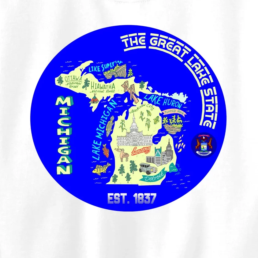 Michigan Circle Emblem The Great Lake State Kids Sweatshirt