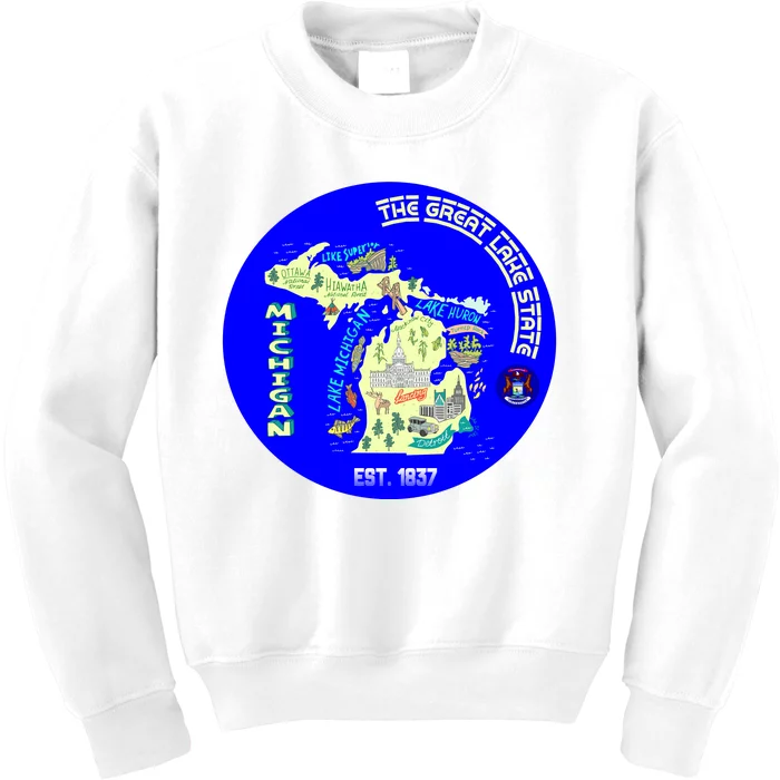 Michigan Circle Emblem The Great Lake State Kids Sweatshirt