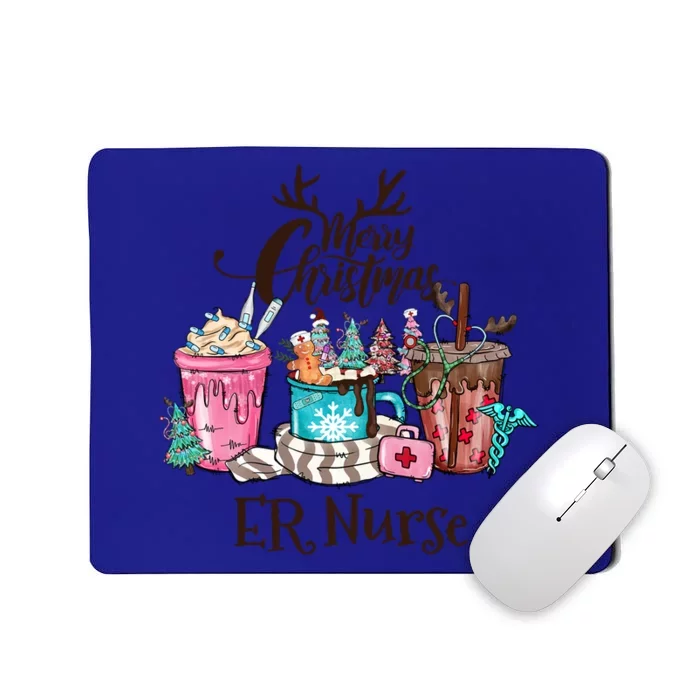 Merry Christmas Er Nurse Coffee Hot Cocoa Christmas Pajamas Gift Mousepad