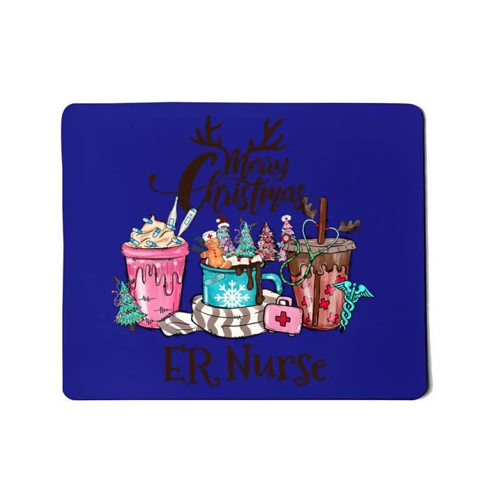 Merry Christmas Er Nurse Coffee Hot Cocoa Christmas Pajamas Gift Mousepad