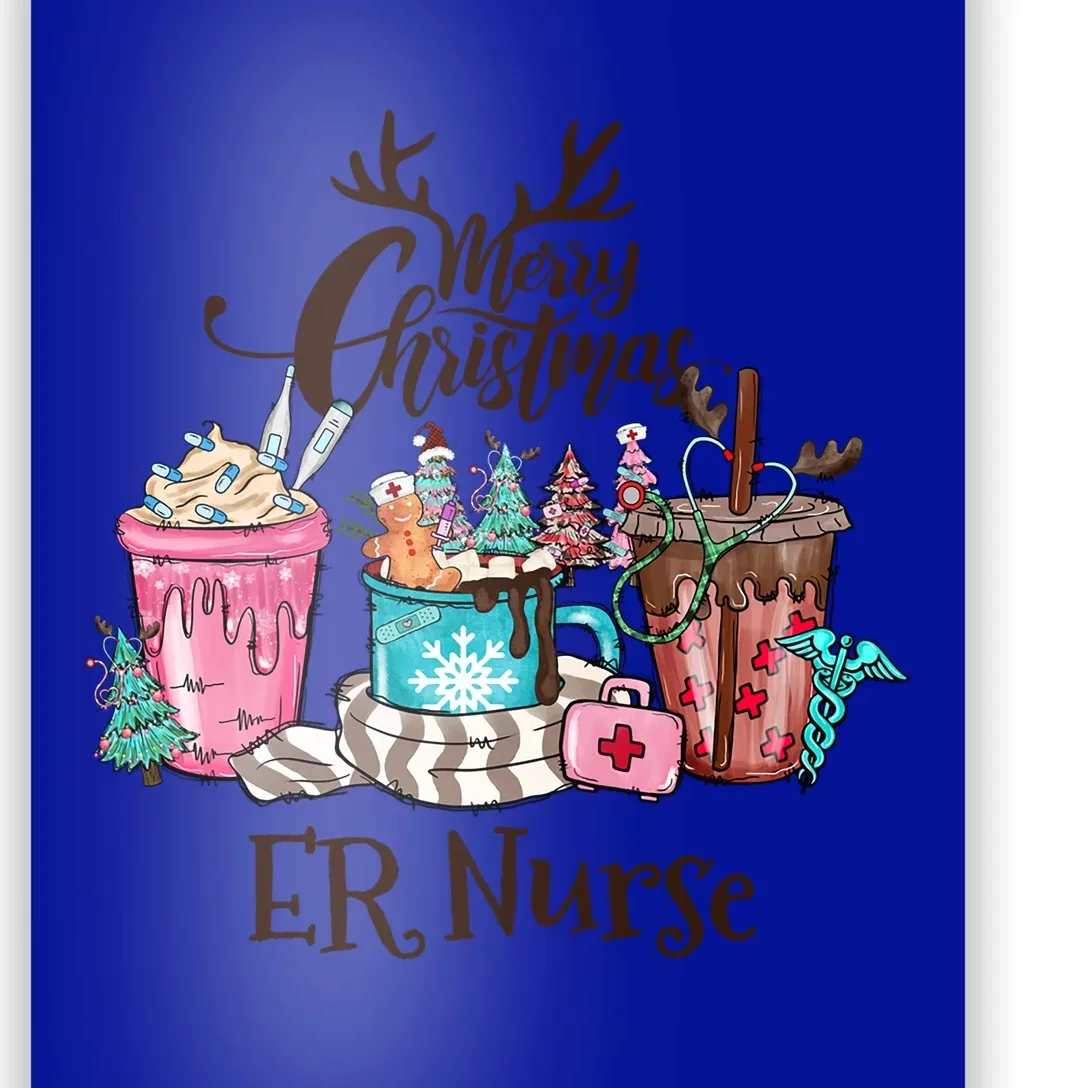 Merry Christmas Er Nurse Coffee Hot Cocoa Christmas Pajamas Gift Poster