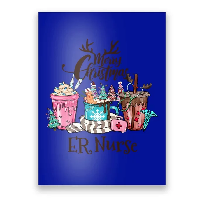 Merry Christmas Er Nurse Coffee Hot Cocoa Christmas Pajamas Gift Poster