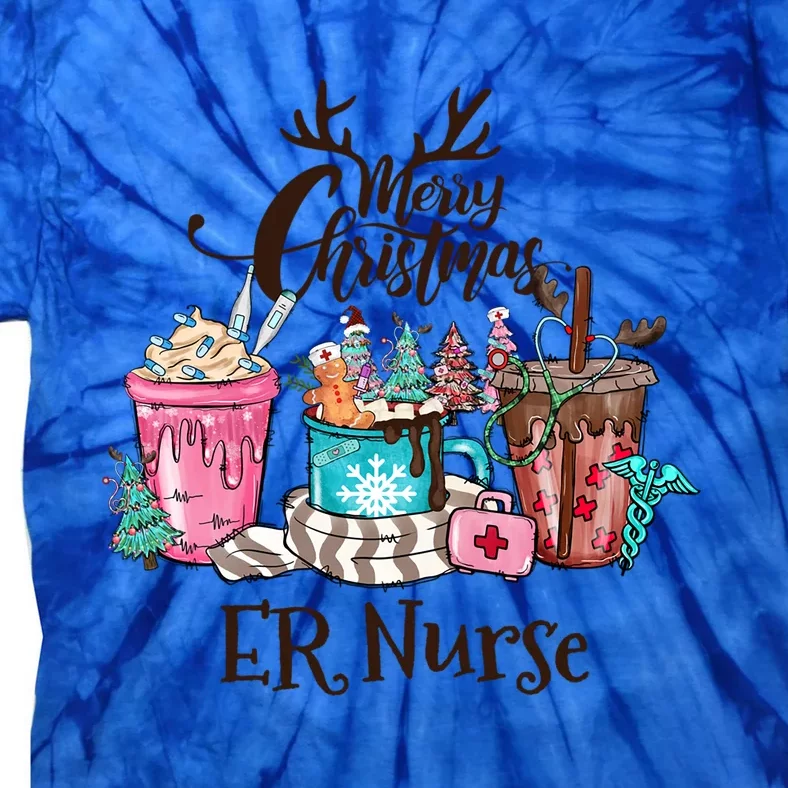 Merry Christmas Er Nurse Coffee Hot Cocoa Christmas Pajamas Gift Tie-Dye T-Shirt