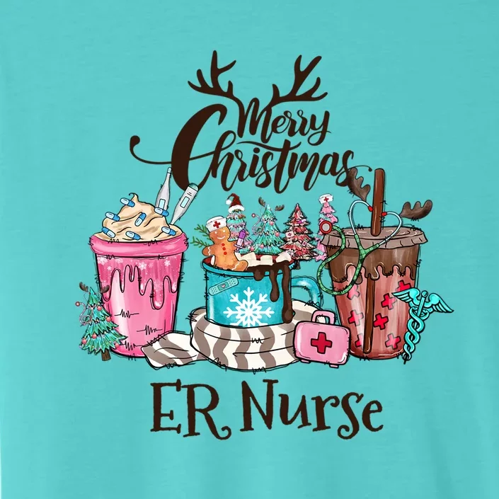 Merry Christmas Er Nurse Coffee Hot Cocoa Christmas Pajamas Gift ChromaSoft Performance T-Shirt