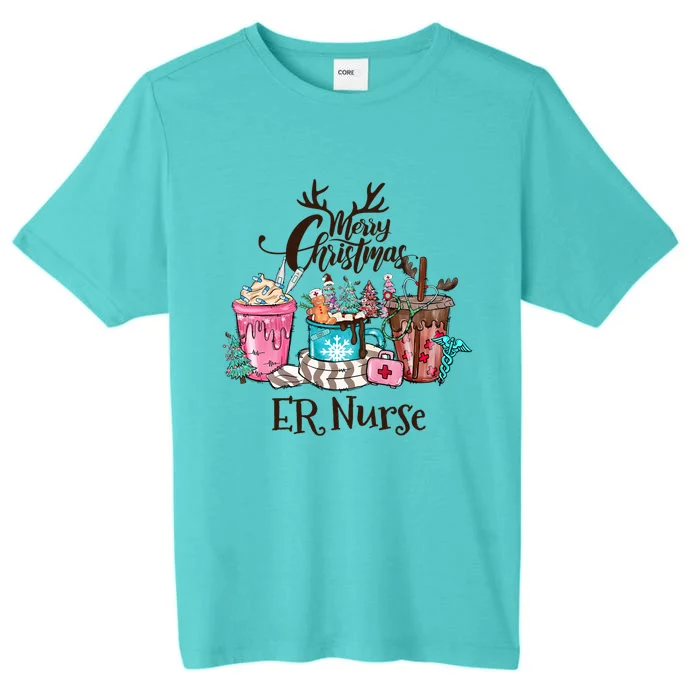 Merry Christmas Er Nurse Coffee Hot Cocoa Christmas Pajamas Gift ChromaSoft Performance T-Shirt