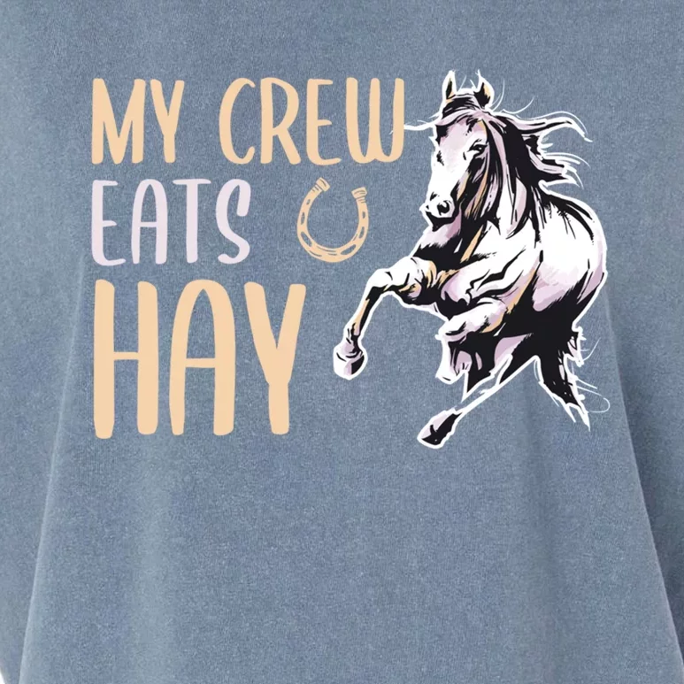 My Crew Eats Hay Horse Horseback Riding Gift Garment-Dyed Women's Muscle Tee