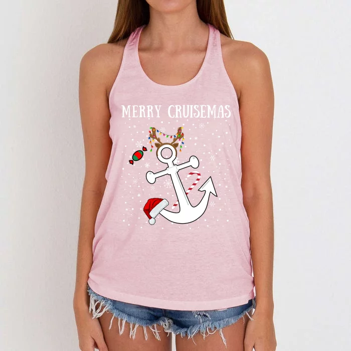 Merry Cruisemas Funny Cruise Ship Matching Family Christmas Cool Gift Women's Knotted Racerback Tank